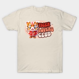 Cute Tiger personified with red jacket Kids T-Shirt